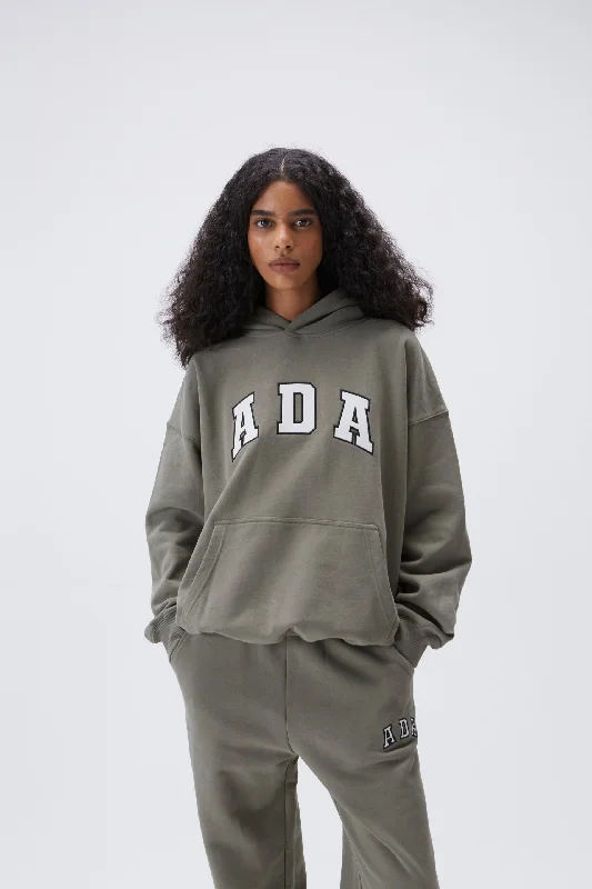 ADA Oversized Hoodie - Olive Green Hoodie with Raglan Sleeves Sporty Comfortable