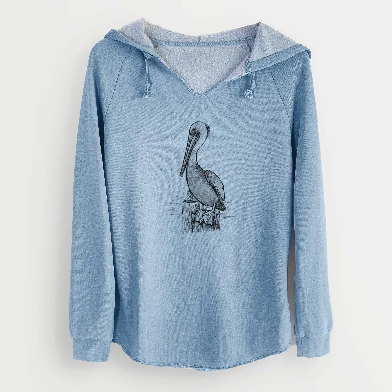 Pelecanus occidentalis - Brown Pelican - Cali Wave Hooded Sweatshirt Hoodie with Raglan Sleeves Sporty Comfortable