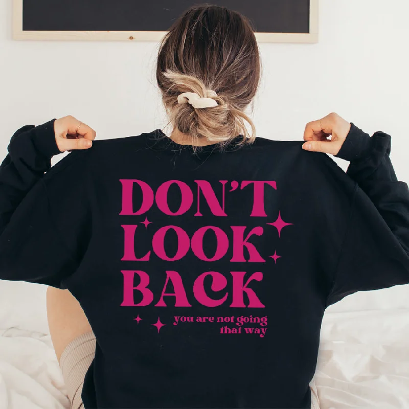 Don't Look Back Back Logo Sweatshirt Hoodie with Bell Sleeves Flared Feminine