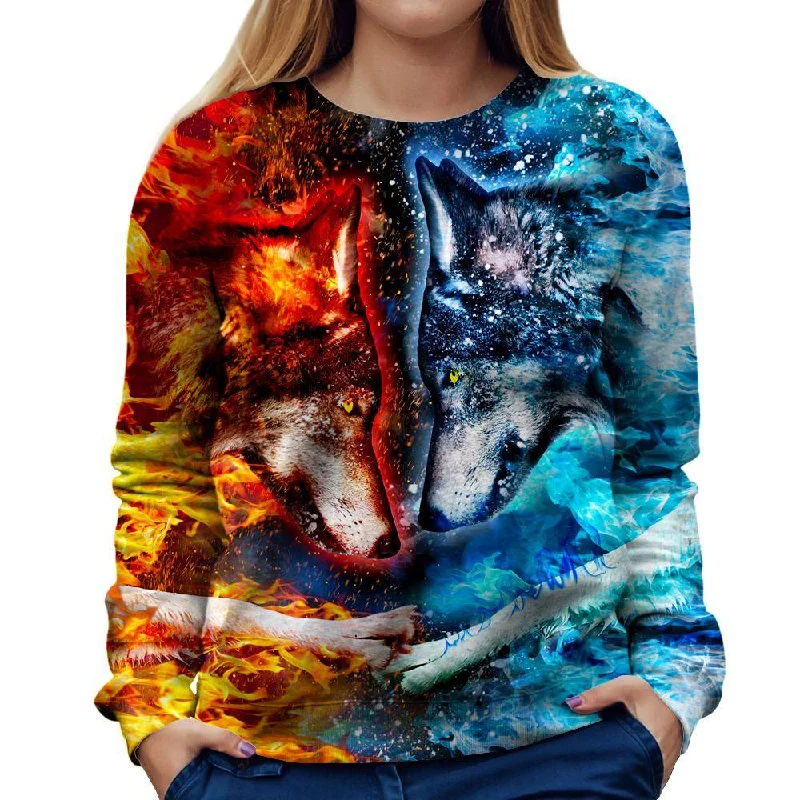 Fire And Ice Womens Sweatshirt Hoodie with Crew Neck Simple Timeless