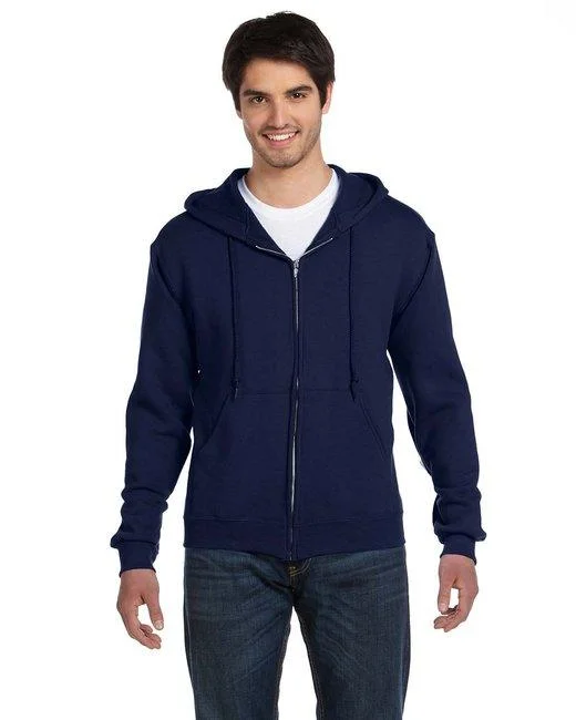 Fruit of the Loom Adult Supercotton  Full-Zip Hooded Sweatshirt 82230 Hoodie with Hem Contrast Bold Stylish