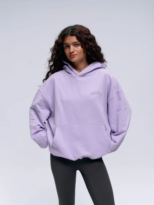 Varsity Oversized Hoodie - Lilac Purple Hoodie with Strings Custom Fit Adjustable