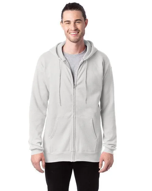 Hanes Adult 9.7 oz. Ultimate Cotton  90/10 Full-Zip Hooded Sweatshirt F280 Hoodie with Hem Raw Edge Edgy Unfinished