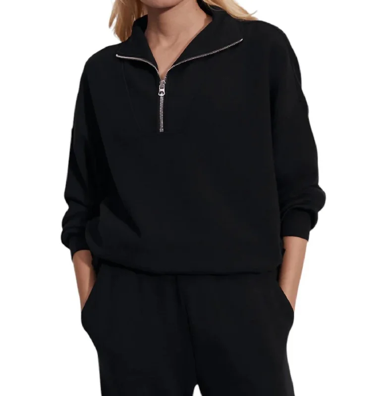 Hawley Half Zip Sweatshirt In Black Hoodie with Pattern Geometric Abstract