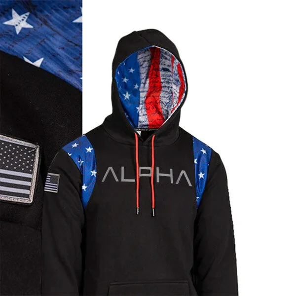 Honor Lined Hoodie | American Flag | AD Hoodie with Snap Buttons Easy Quick