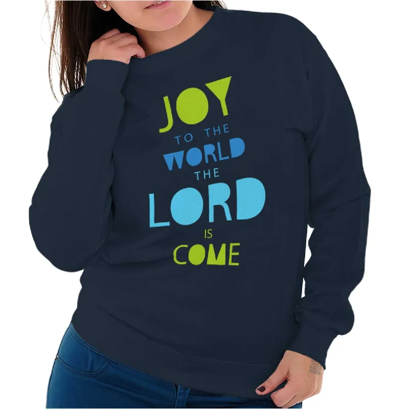 Joy To The World Crewneck Sweatshirt Hoodie with Elastic Waist Stretchable Comfortable