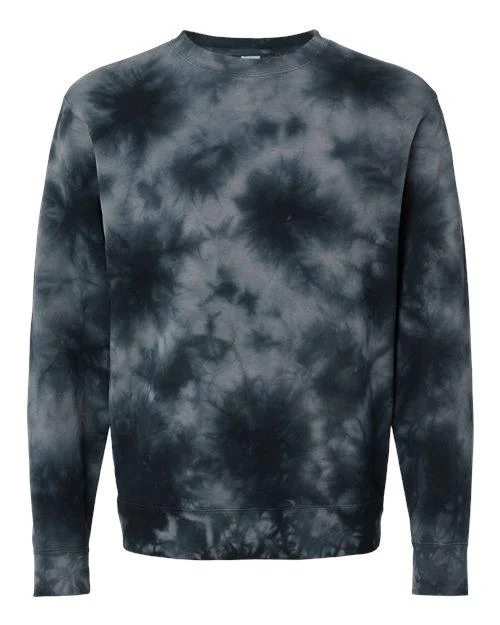 Independent Trading Co. Midweight Tie-Dyed Crewneck Sweatshirt PRM3500TD Hoodie with Pocket Utility Practical