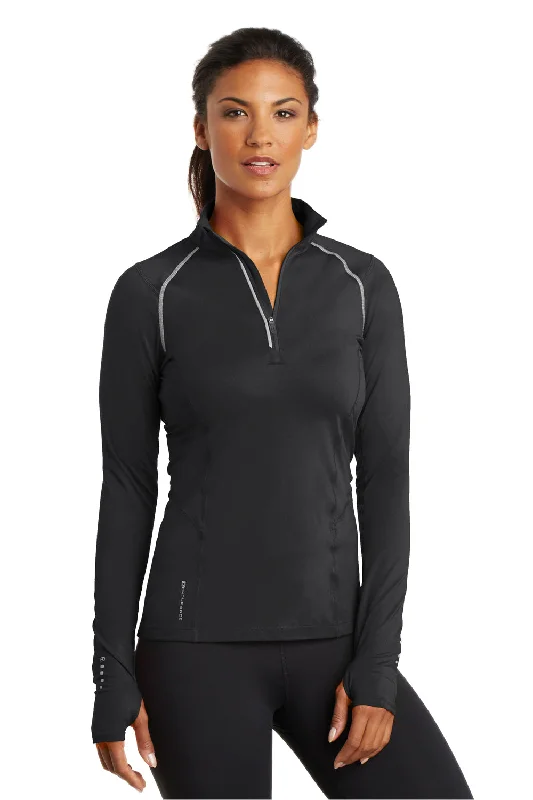 Ogio Womens Endurance Nexus Moisture Wicking 1/4 Zip Sweatshirt - Blacktop Hoodie with Batwing Sleeves Loose Dramatic