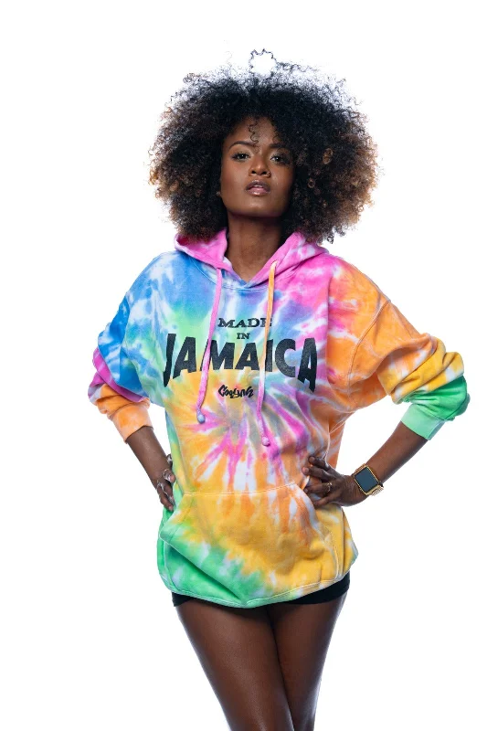 Made in Jamaica Tie-Dye Hoodie Hoodie with Hem Contrast Bold Stylish