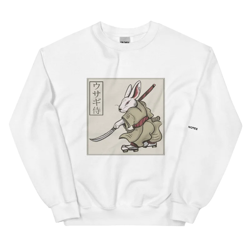 RABBIT SAMURAI Unisex Fleece Sweatshirt Hoodie with Button Placket Classic Preppy