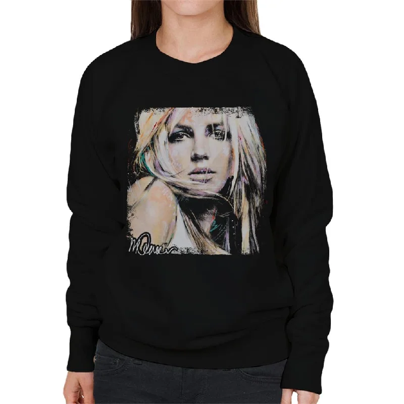 Sidney Maurer Original Portrait Of Britney Spears Women's Sweatshirt Hoodie with Ribbed Cuffs Snug Fit Comfort