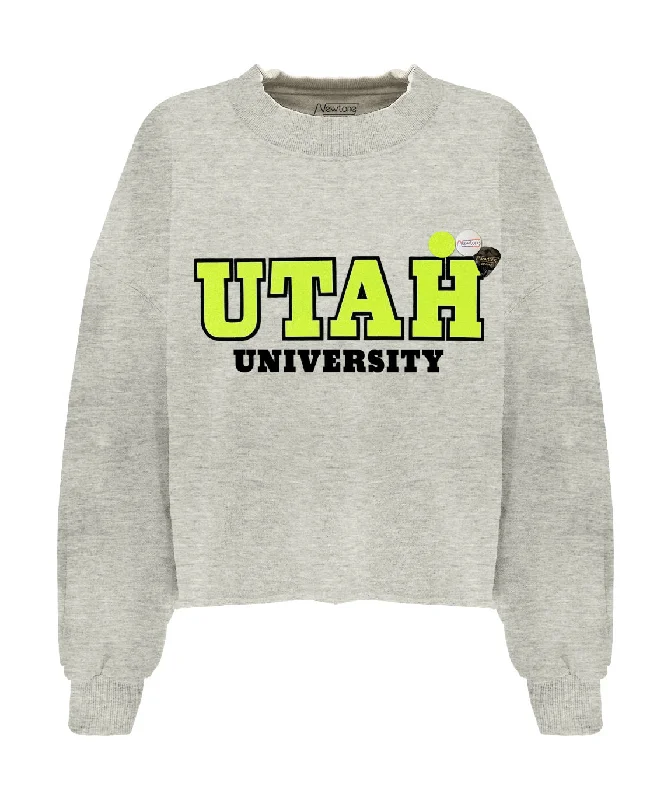 Sweatshirt crop porter elephant "UNIVERSITY" Hoodie with Half-Zip Sporty Casual