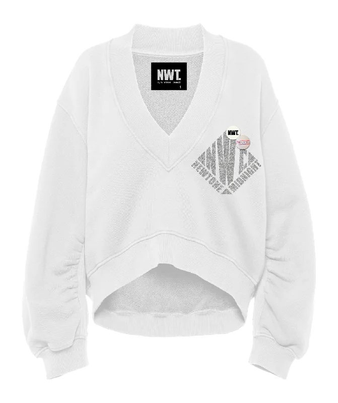 Sweatshirt marlee dirty white "MID" Hoodie with Emblem Brand Identity