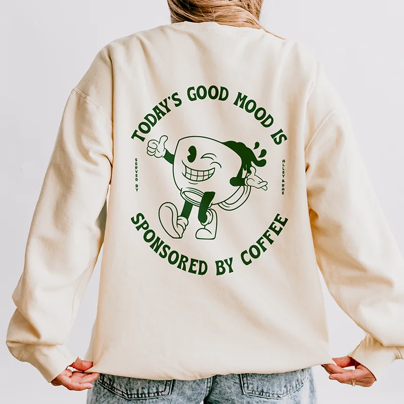 Today's Good Mood Is Sponsored By Coffee Lightweight Fleece Sweatshirt Hoodie with Double Zipper Versatile Adjustable