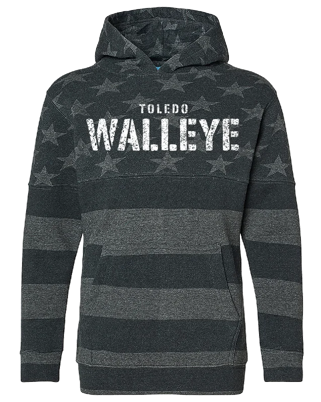 Toledo Walleye Black Medal Tri-Blend Hoodie Hoodie with Hem Drawcord Adjustable Customizable