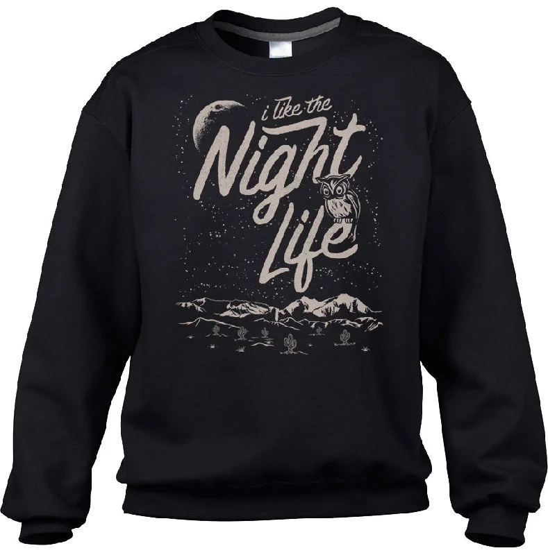 Unisex I Like the Night Life Sweatshirt Hoodie with Ribbed Cuffs Snug Fit Comfort