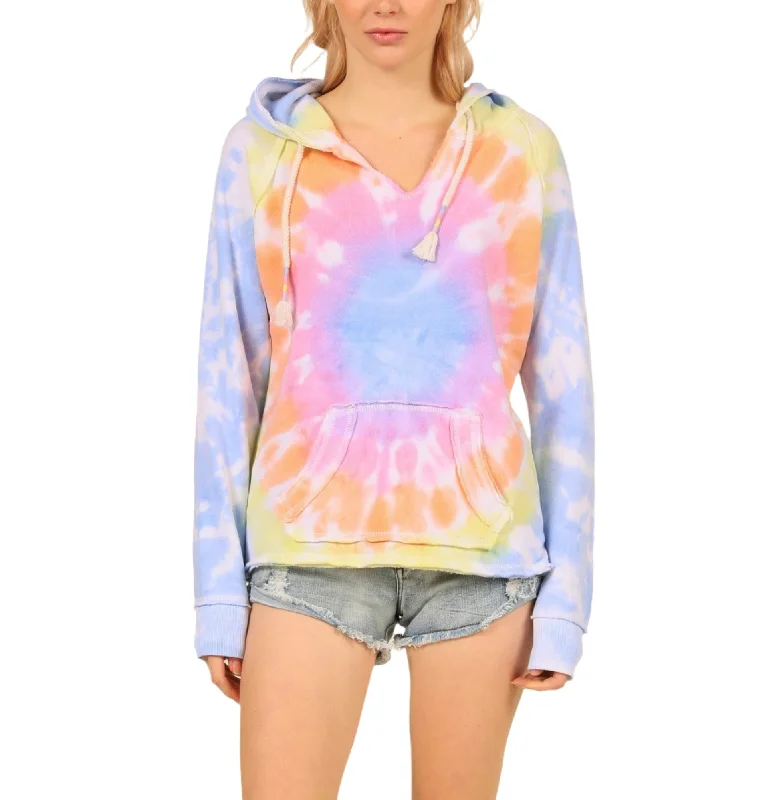 Vintage Havana/Ocean Driven Fantasy Tie Dye Hoodie OD4214 Hoodie with Hem Raw Edge Edgy Unfinished