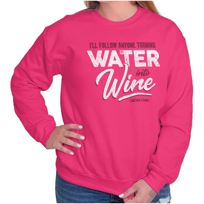 Water Into Wine Crewneck Sweatshirt Hoodie with Lining Warm Insulated