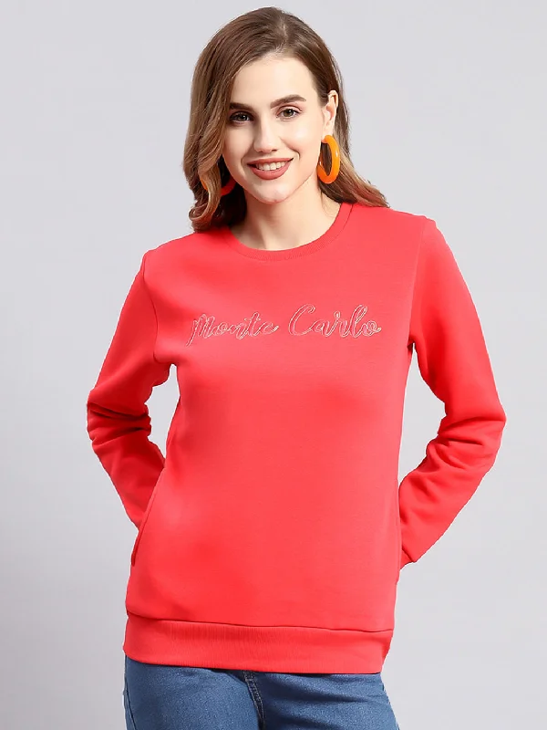 Women Coral Embroidered Round Neck Full Sleeve Sweatshirts Hoodie with Longline Fit Extended Stylish