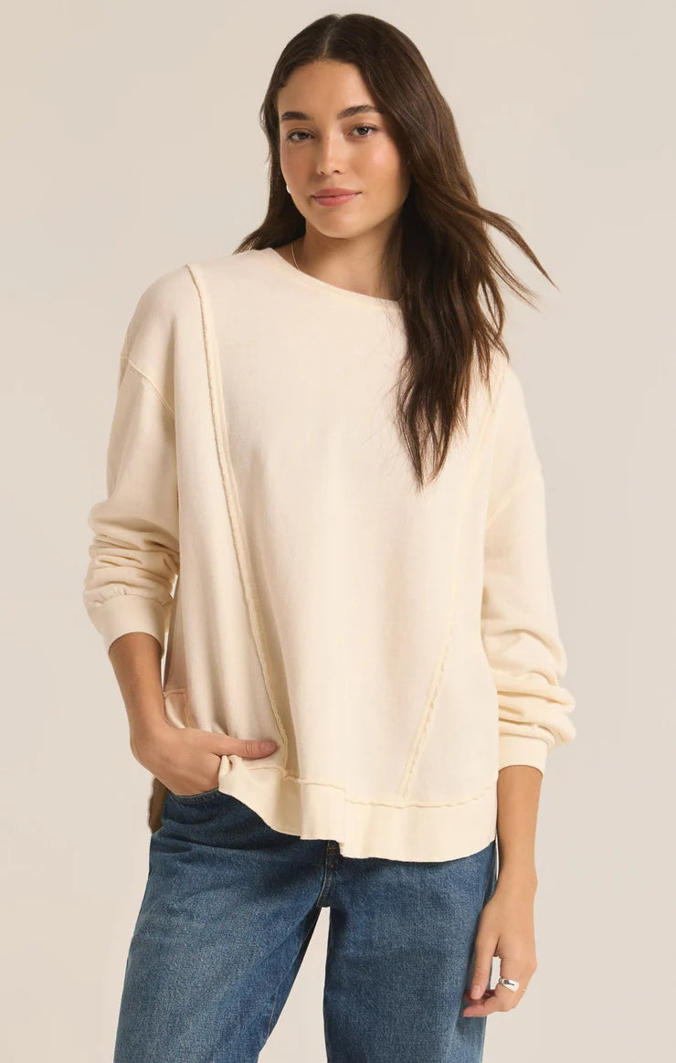 Z-Supply Replay Sweatshirt Hoodie with Frayed Bohemian Relaxed